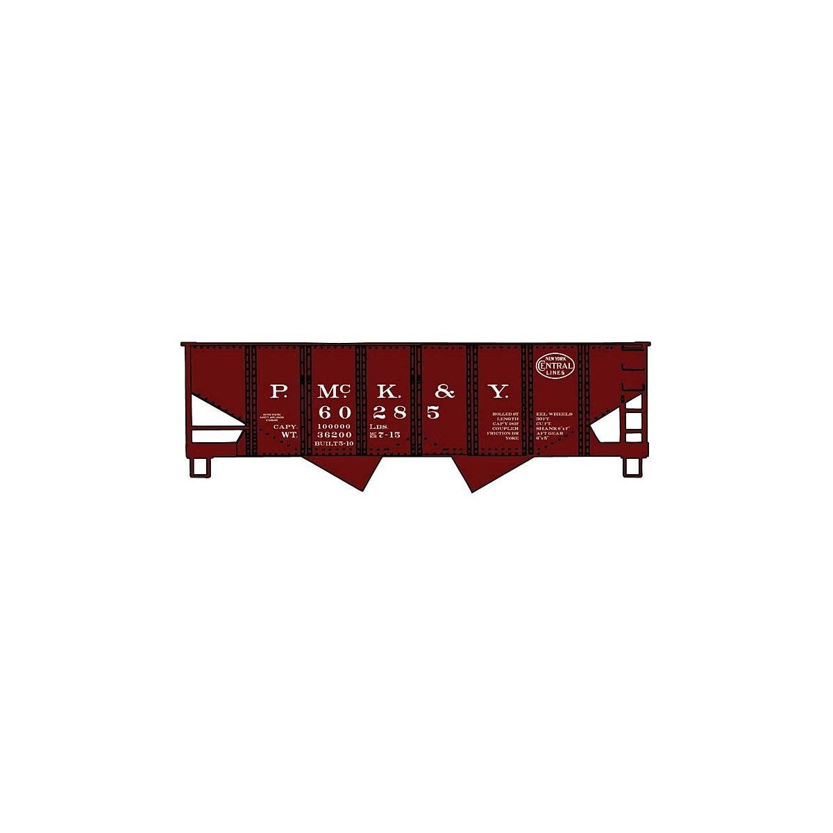 USRA 55-Ton 2-Bay Hopper - Kit -- Pittsburgh, McKeesport & Youghiogheny 60285 (Boxcar Red, NYC Lines, HO, Accurail Inc 2435