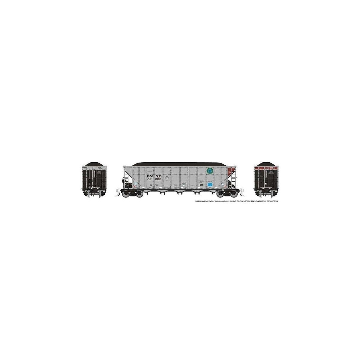 AutoFlood III Rapid Discharge Coal Hopper - Ready to Run -- BNSF Railway (silver, Boxcar Red, HO, Rapido Trains Inc 169044A