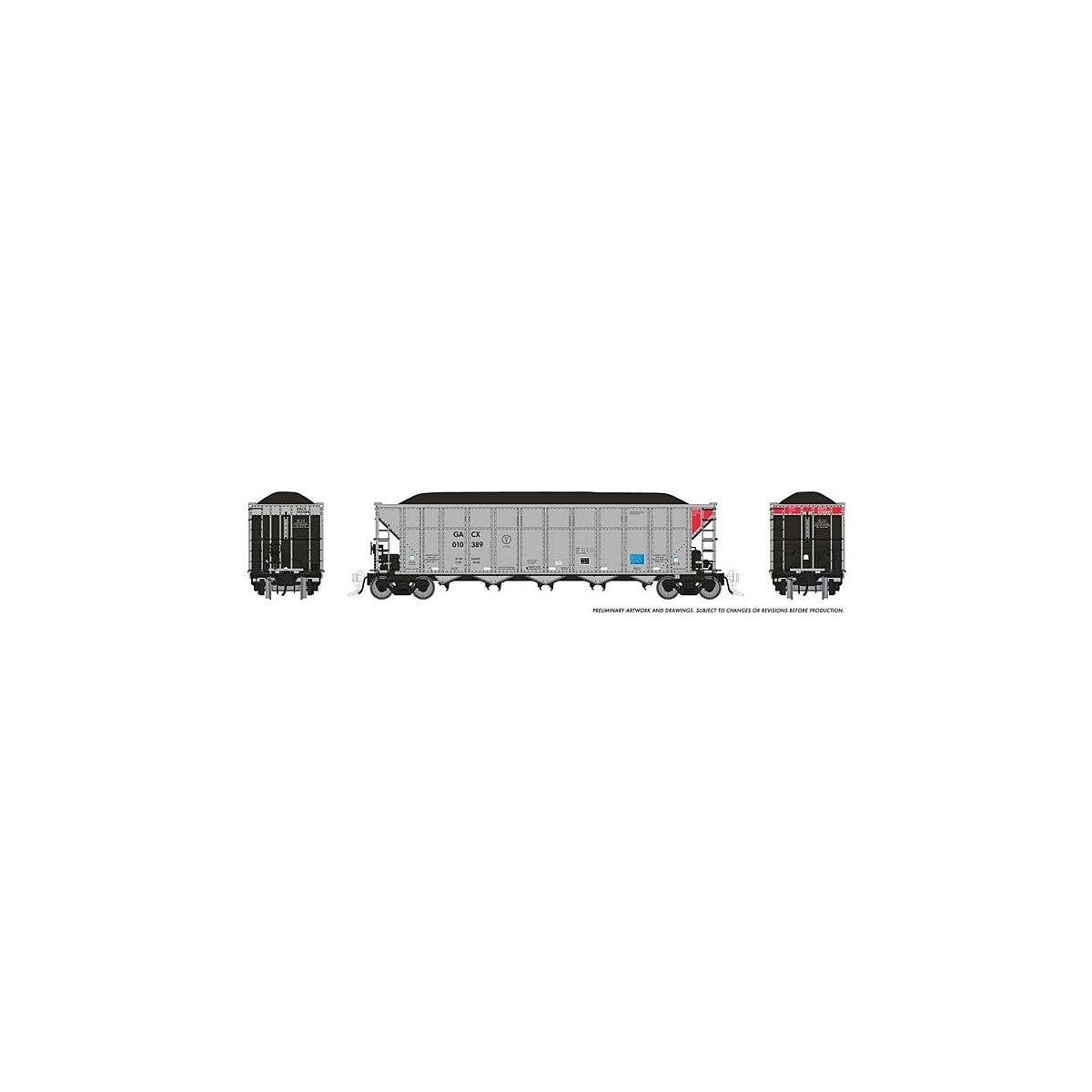 AutoFlood III Rapid Discharge Coal Hopper w/Load - Ready to Run -- GATX Capital GACX (silver, HO, Rapido Trains Inc 169051A