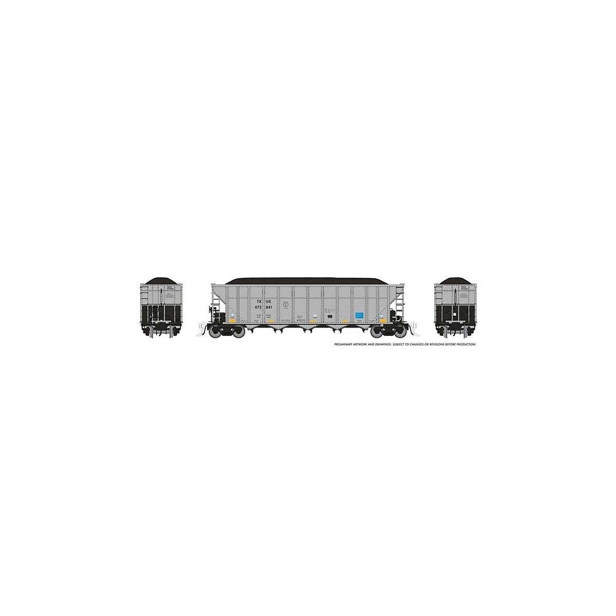AutoFlood III Rapid Discharge Coal Hopper w/Load - Ready to Run -- Luminant TXUX (silver, bl, HO, Rapido Trains Inc 169058A