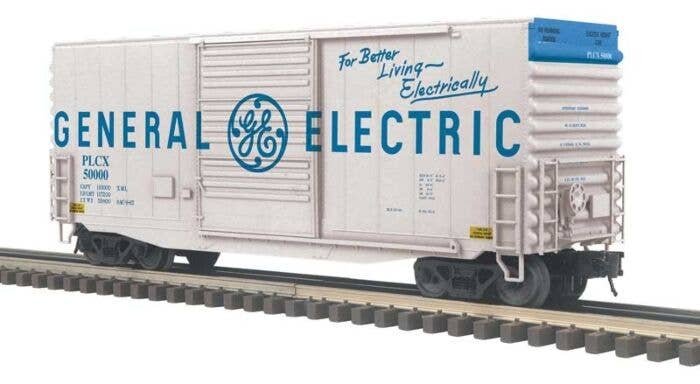 40′ Hy-Cube Boxcar - 3-Rail - Ready to Run - Trainman(TM) -- General Electric (white, blue), O, Atlas O 2001130