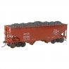 50-Ton AAR Standard Offset 2-Bay Open Hopper with Coal Load - Ready to Run -- Milwaukee Ro, HO, Kadee Quality Products 7529