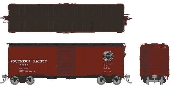 1937 AAR 40′ Boxcar w/Square Corner - Ready to Run -- Southern Pacific (Boxcar Red, black, Lines Logo), HO, Rapido Trains Inc 