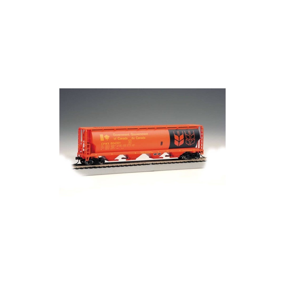 Canadian Cylindrical 4-Bay Grain Hopper - Ready to Run - Silver Series(R) -- Government of C, HO, Bachmann Industries 19134