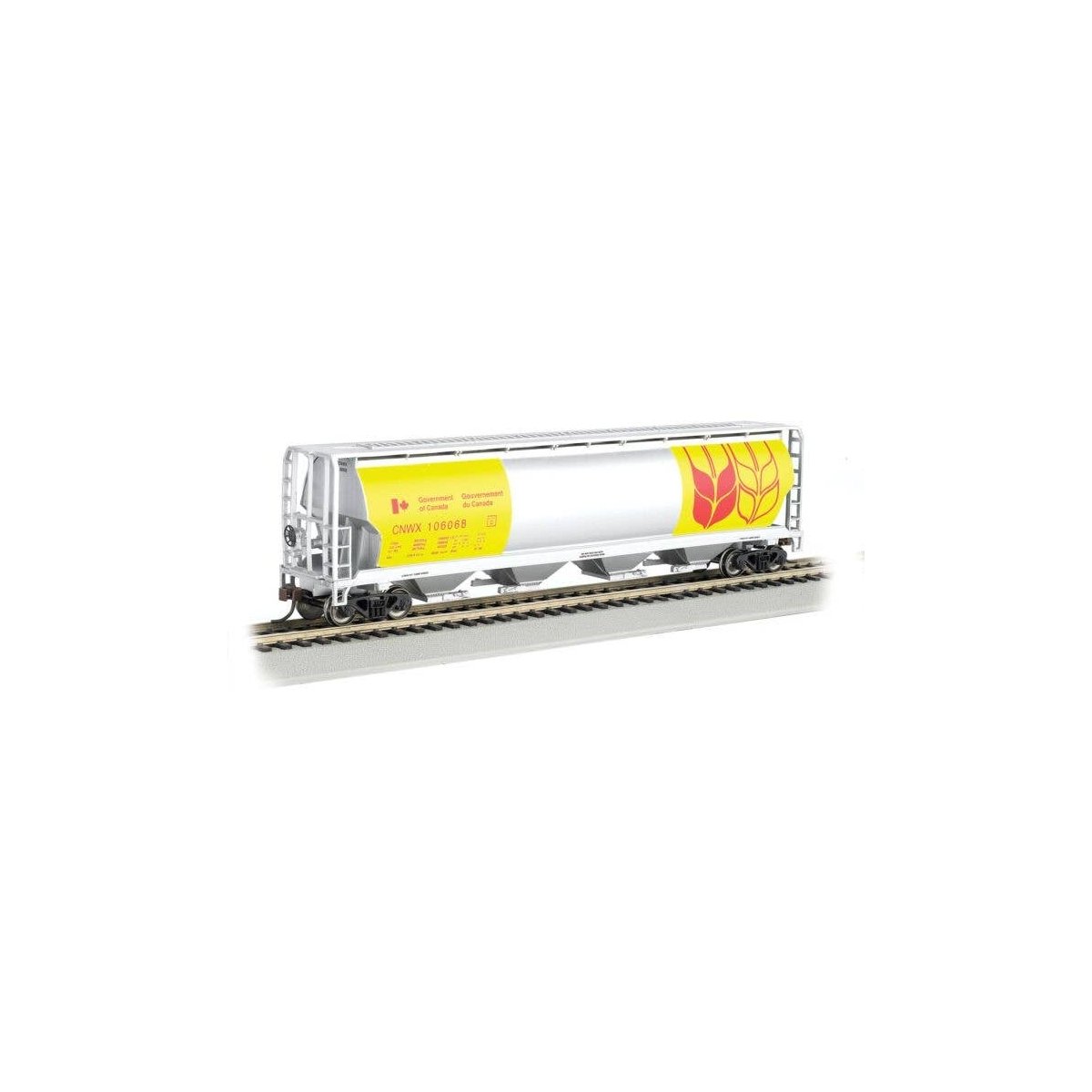Canadian Cylindrical 4-Bay Grain Hopper - Ready to Run - Silver Series(R) -- Government of C, HO, Bachmann Industries 19136