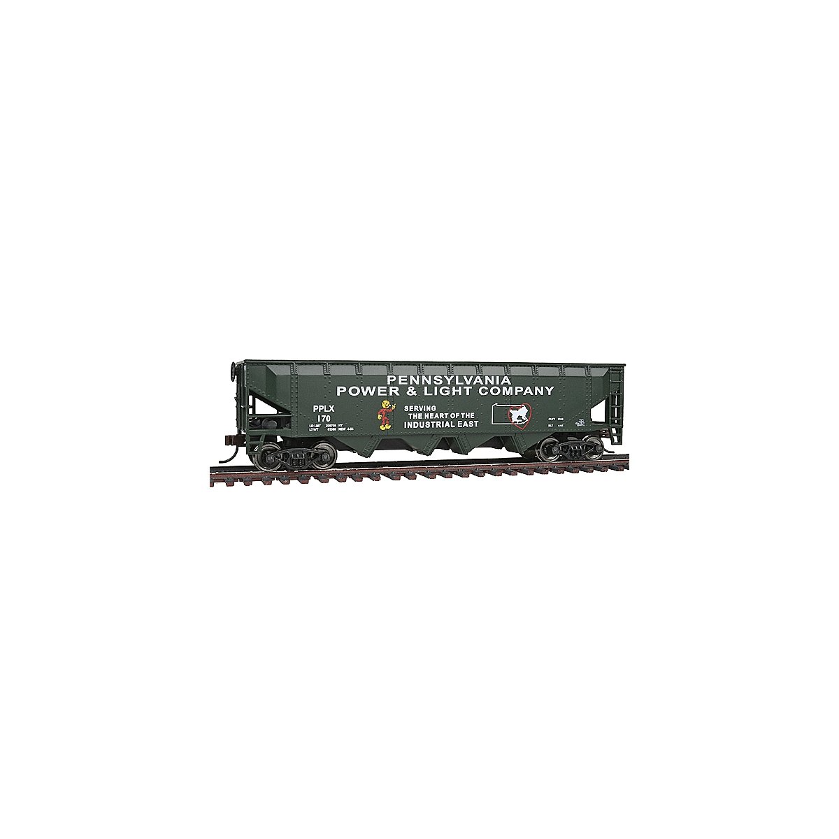 Offset Quad Hopper - Ready To Run -- Pennsylvania Power & Light PPLX 170, HO, WalthersTrainline 1659
