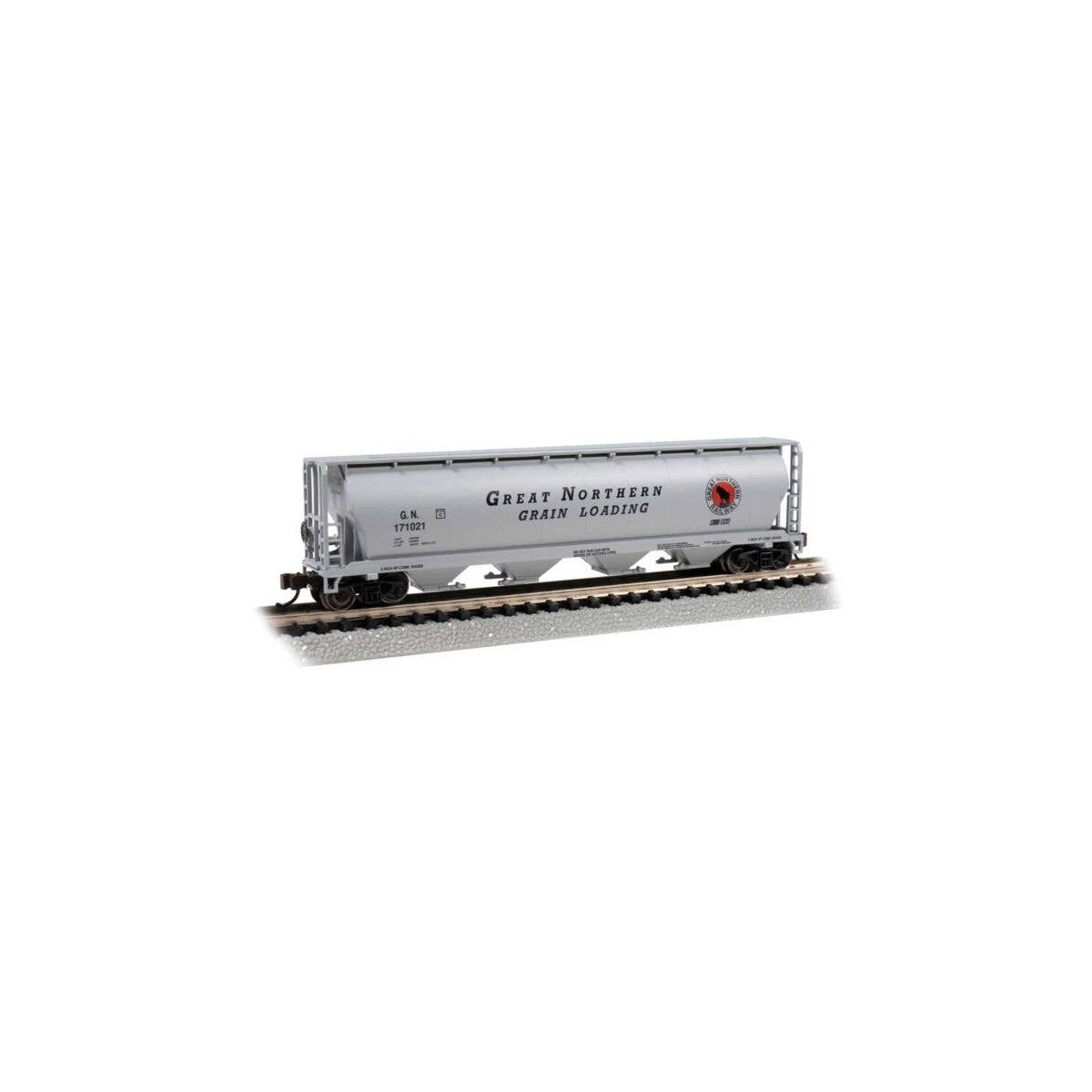 Canadian Cylindrical 4-Bay Grain Hopper - Ready to Run - Silver Series(R) -- Great Northern 1, N, Bachmann Industries 19164