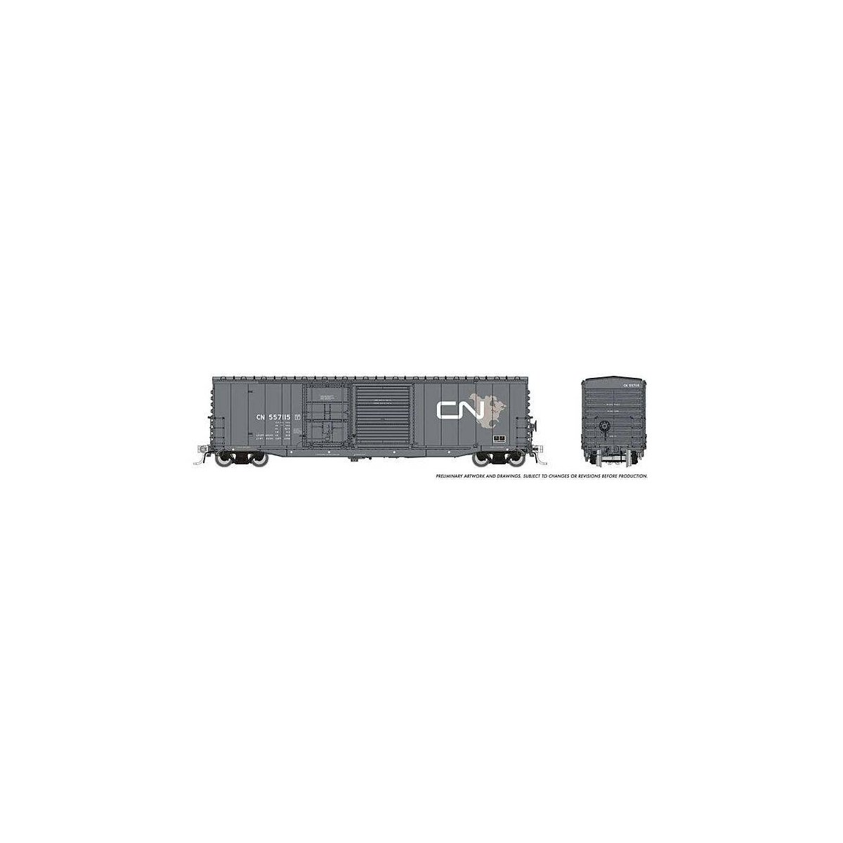 NSC 5304 Plug & Sliding Door Boxcar - Ready to Run -- Canadian National (North America Scheme, gray, white, CNNA Logo), HO, Rapi