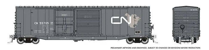 NSC 5304 Plug & Sliding Door Boxcar - Ready to Run -- Canadian National (North America Scheme, gray, white, CNNA Logo), HO, Rapi