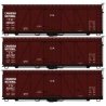 Fowler 36′ Wood Boxcar 3-Pack - Kit -- Canadian National 426539, 426780, 426917 (Boxcar Red), HO, Accurail Inc 8154