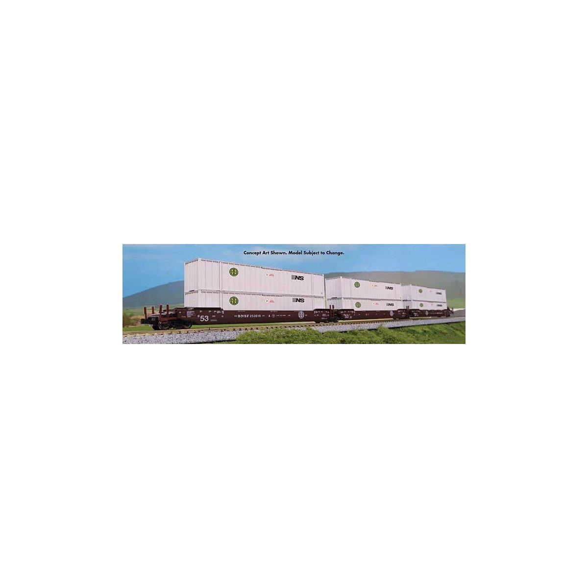 Gunderson MAXI-IV 3-Unit Well Car with 6 53′ Containers - Ready to Run -- BNSF Railway 253770 (Box, N, Kato USA Inc 1066185