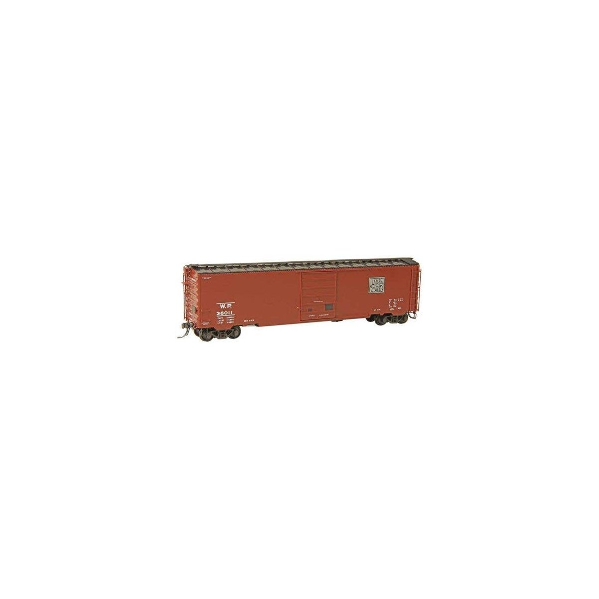 PS-1 50` Boxcar with 8` Door - Ready to Run -- Western Pacific 36011 (Boxcar Red, black, white), HO, Kadee Quality Products 6419