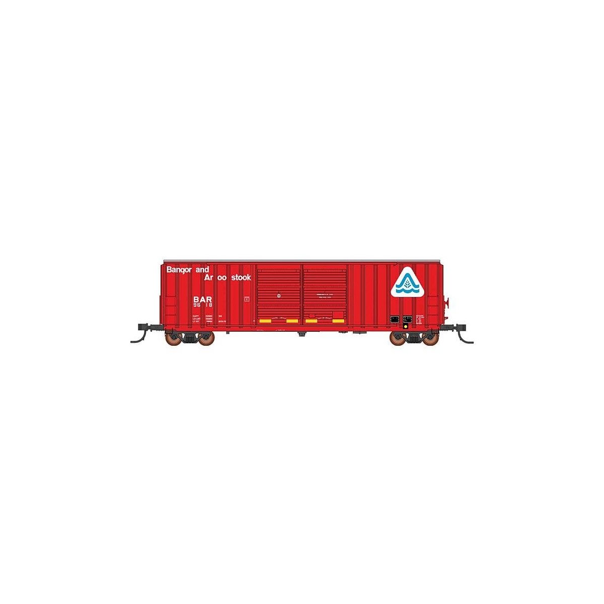 FMC 5283 Cubic Foot Double-Door Boxcar - Ready to Run -- Bangor & Aroostook (1979 Scheme, red, white, blue, Wave Logo), HO, Inte