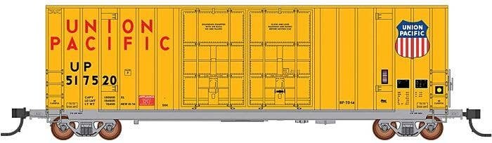 Gunderson 50′ Hi-Cube Double-Plug-Door Boxcar Modern Ends - Ready to Run -- Union Pacific 517542 (Armour Yellow, red, silver, 