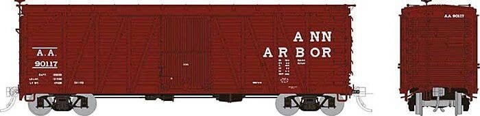 USRA Single-Sheathed Wood Boxcar - Ready to Run -- Ann Arbor (Boxcar Red), HO, Rapido Trains Inc 142001A