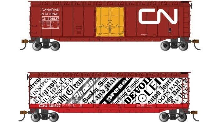 50′ Plug-Door Boxcar - Ready to Run - Silver Series(R) -- Canadian National 401527 (Side A Newspring Display, Side B Boxcar Re