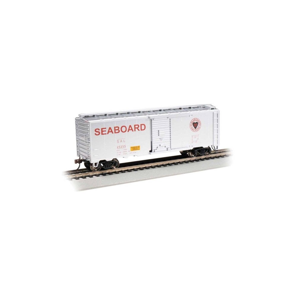 Pullman-Standard PS-1 40′ Steel Boxcar - Ready to Run - Silver Series(R) -- Seaboard Air Line 2525 (silver, red, Heart Logo, B