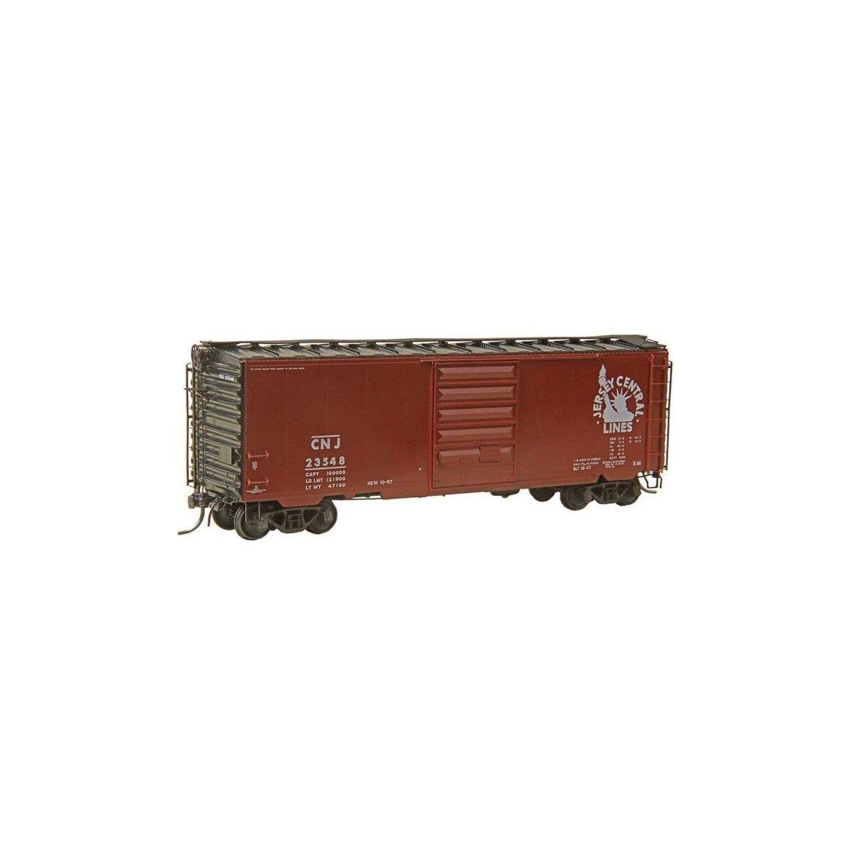 Pullman-Standard PS-1 40` Boxcar w/8` Door - Ready to Run -- Central Railroad of New Jersey 23548 (Blt. 1957, Boxcar Red, black,