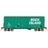 1937 AAR 10`6` Boxcar, 4-3-1 Improved Dreadnaught Ends, 6` Door - Ready to -- Rock Island (green, white, Billboard Lettering), H