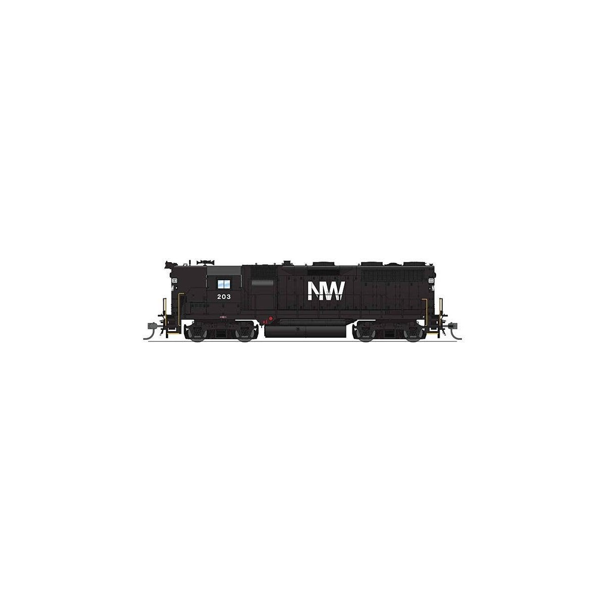EMD GP35 High Nose - Sound and DCC - Paragon4(TM) -- Norfolk & Western 203 (black, white, HO, Broadway Limited Imports 8935