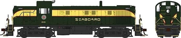 Alco RS3 Phase 2 - Standard DC -- Seaboard Air Line 1676 (green, yellow band, Heart Log, HO, Bowser Manufacturing Co. 25429