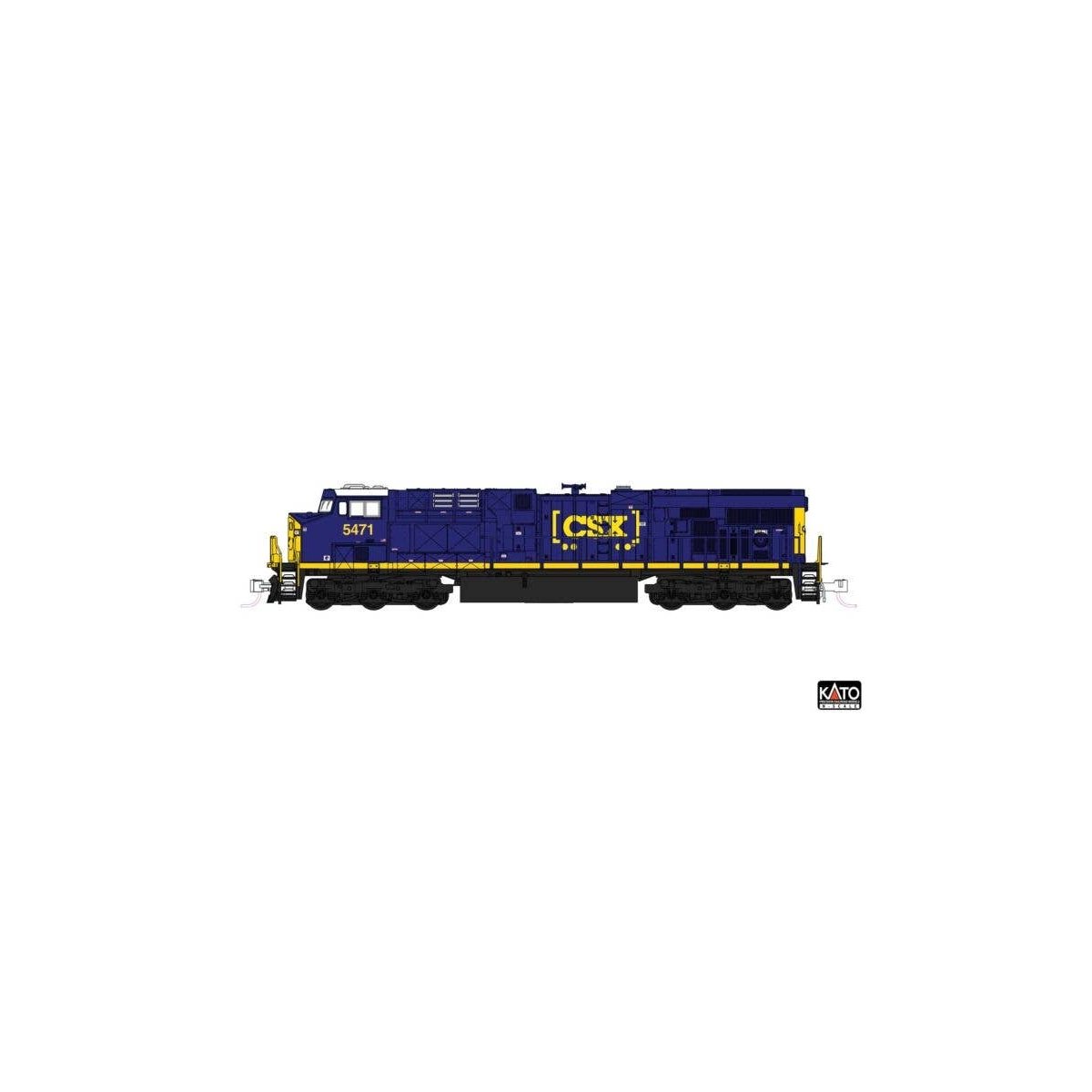 GE ES44AC GEVO - DCC -- CSX 5471 (blue, yellow, Boxcar Logo), N, Kato USA Inc 1768964DCC