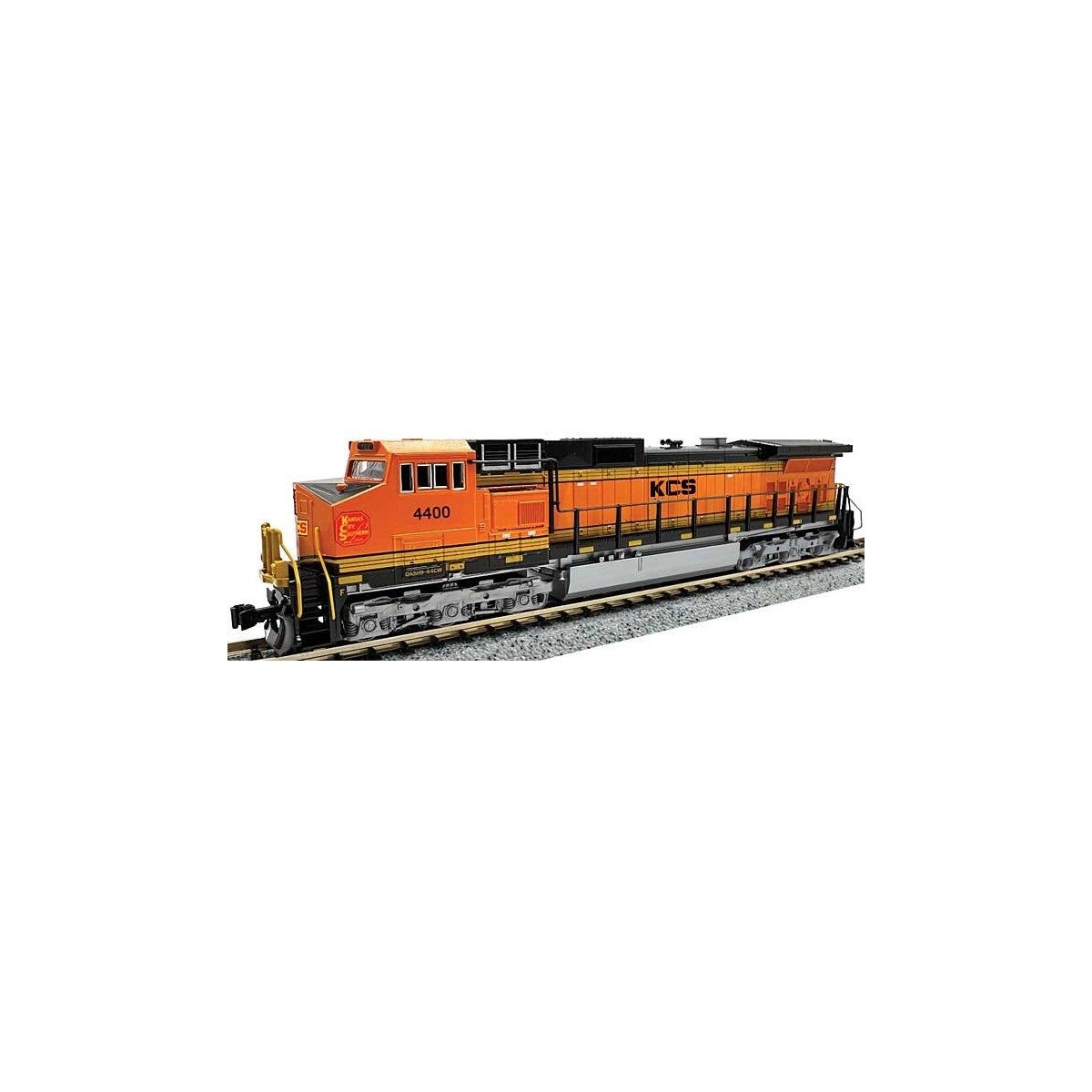 GE C44-9W - Standard DC -- Kansas City Southern 4400 (Ex-BNSF Patch, orange, black, yellow, KCS Lo, N, Kato USA Inc 1763519