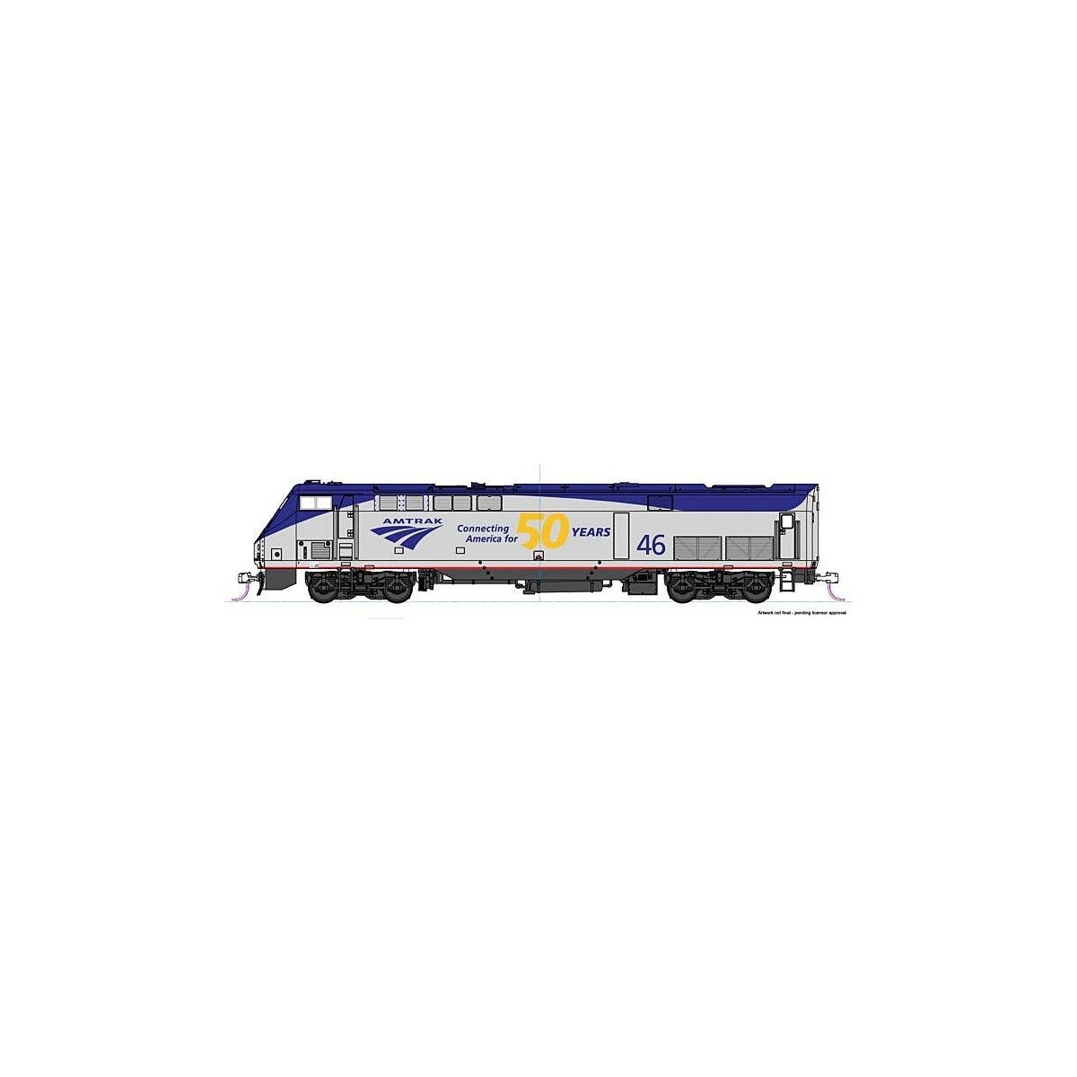 GE P42 Genesis - LokSound and DCC -- Amtrak 46 (50th Anniversary Scheme, Phase V Late, silver, b, HO, Kato USA Inc 376112LS