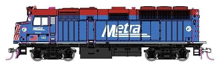 EMD F40PH Commuter Version - DCC -- Chicago Metra 142 (blue, red, white), HO, Kato USA Inc 376574DCC