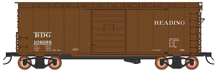 1938 AAR 10`6` Boxcar, 4-3-1 Improved Dreadnaught Ends - Ready to Run -- Reading (Boxcar Red), HO, Intermountain Railway Company