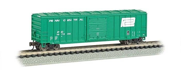 ACF 50`6` Outside-Braced Sliding-Door Boxcar - Ready to Run - Silver Series -- Penn Central (Jade Green, Large Logo), N, Bachman