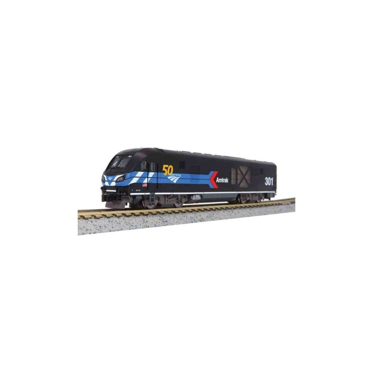 Siemens ALC-42 Charger - Standard DC -- Amtrak 301 (Day One Scheme, 50th Anniversary black, blue, , N, Kato USA Inc 1766050
