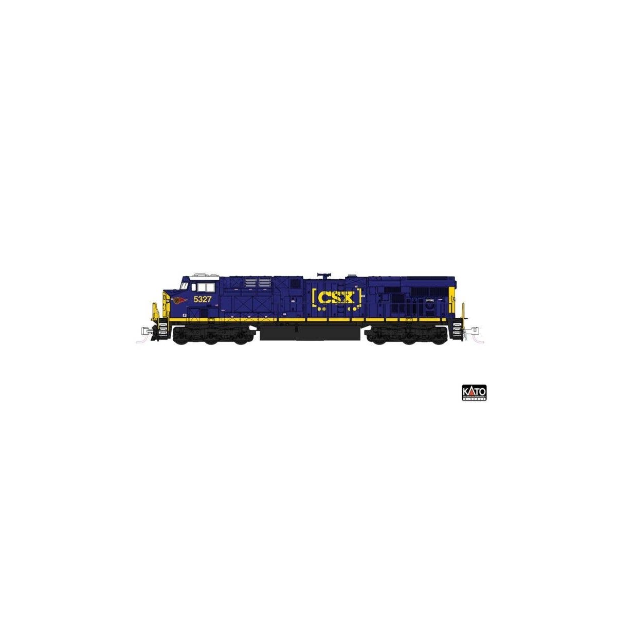 GE ES44AC GEVO - Standard DC -- CSX 5327 (blue, yellow, Boxcar Logo, Western Maryland Sticker), N, Kato USA Inc 1768962