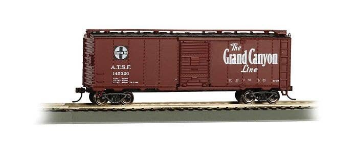 40` Steel Boxcar - Ready to Run -- Atchison, Topeka & Santa Fe (Boxcar Red Map Scheme, `Grand Canyon Line`), HO, Bachmann Indust
