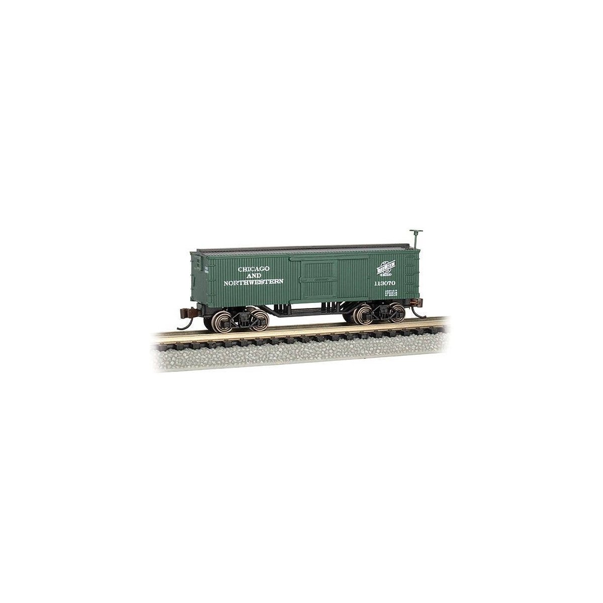 Old-Time Wood Boxcar - Ready to Run -- Chicago & North Western, N, Bachmann Industries 15655
