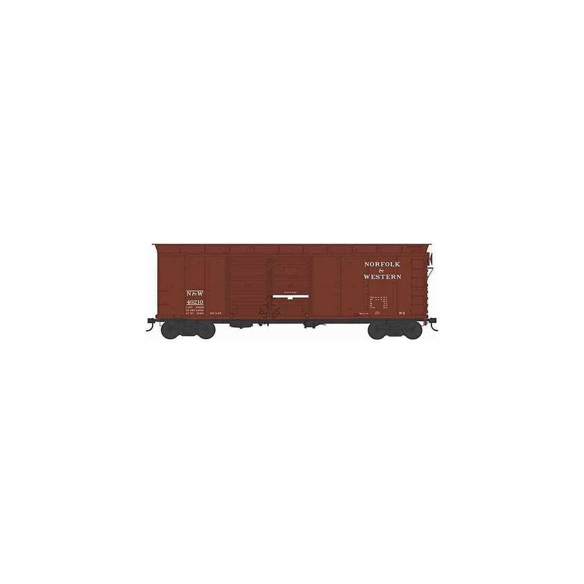 X31 B2 Double-Door Round Flush Roof Boxcar - Ready to Run -- Norfolk & Western 49210 (Blt. 12-36 Repack 3-47, Boxcar Red), HO, B