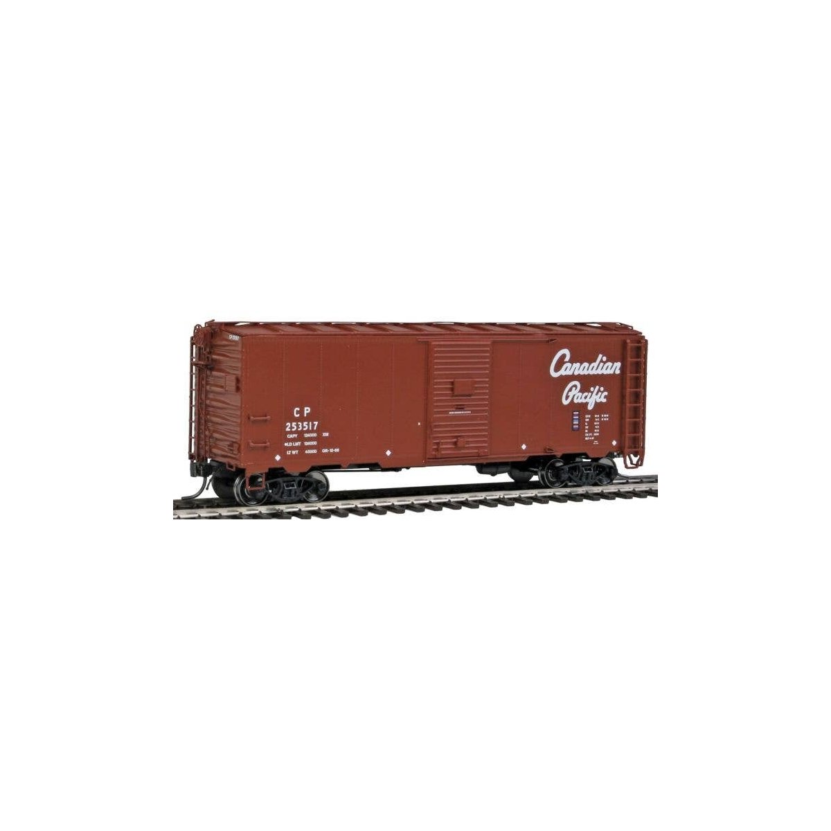Modified AAR 40′ Boxcar w/4-4 Improved Drednaught End - Ready to Run -- Canadian Pacific (Boxcar Red, white Script Lettering),