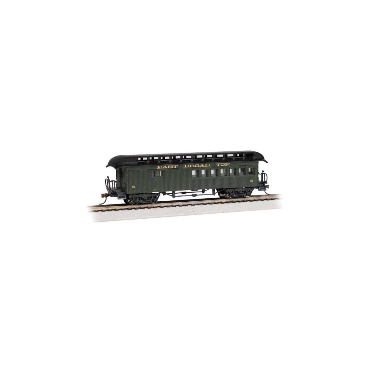 Old Time Wood Combine with Round-End Clerestory Roof - Ready to Run -- East Broad Top (green, HO, Bachmann Industries 15208