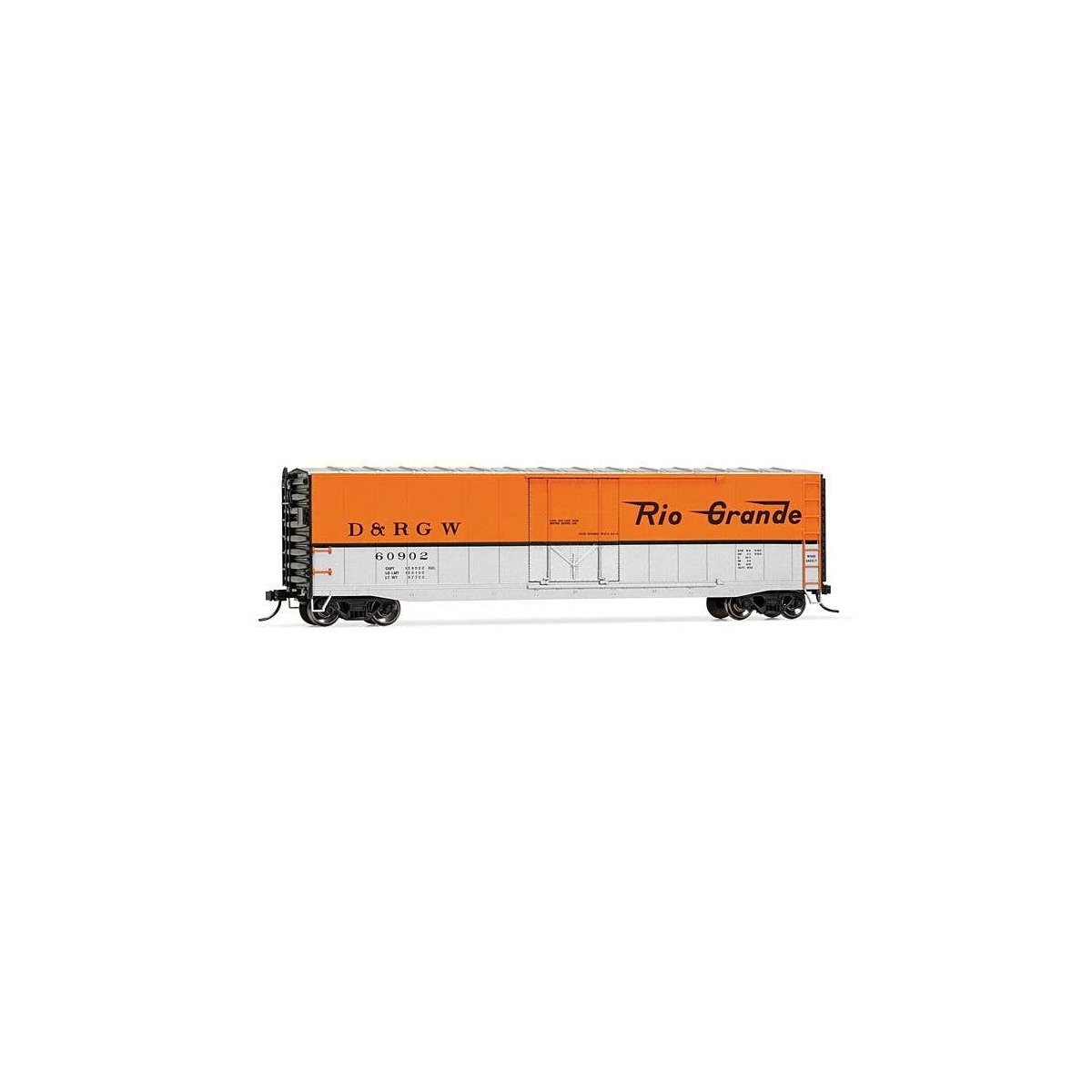 50′ Plug-Door Boxcar No Roofwalk - Ready to Run -- Denver & Rio Grande Western 60953 (Aspen Gold, silver, black Flying Grande,
