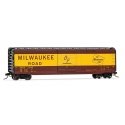 50′ Sliding-Door Boxcar with Roofwalk - Ready to Run -- Milwaukee Road 2118 (Boxcar Red, yellow, black Large Lettering), HO, R