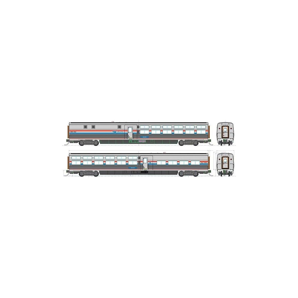 Viewliner II Diner - Ready to Run -- Amtrak 68019 Nashville (Phase III silver red, white, blue), HO, Kato USA Inc 356232