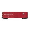 50′ Sliding-Door Boxcar No Roofwalk - Ready to Run -- Pennsylvania Railroad 607524 (Tuscan, Shadow Keystone Logo), HO, Rivaros