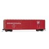 50′ Sliding-Door Boxcar No Roofwalk - Ready to Run -- Pennsylvania Railroad 607524 (Tuscan, Shadow Keystone Logo), HO, Rivaros