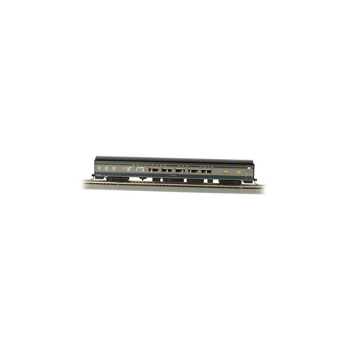 85′ Smooth-Side Coach w/Lights - Ready to Run -- Baltimore & Ohio, HO, Bachmann Industries 14203
