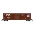 50′ Single-Door Boxcar No Roofwalk - Ready to Run -- Union Pacific 508500 (Boxcar Red Large Shield, Shop & Travel Slogan), HO,