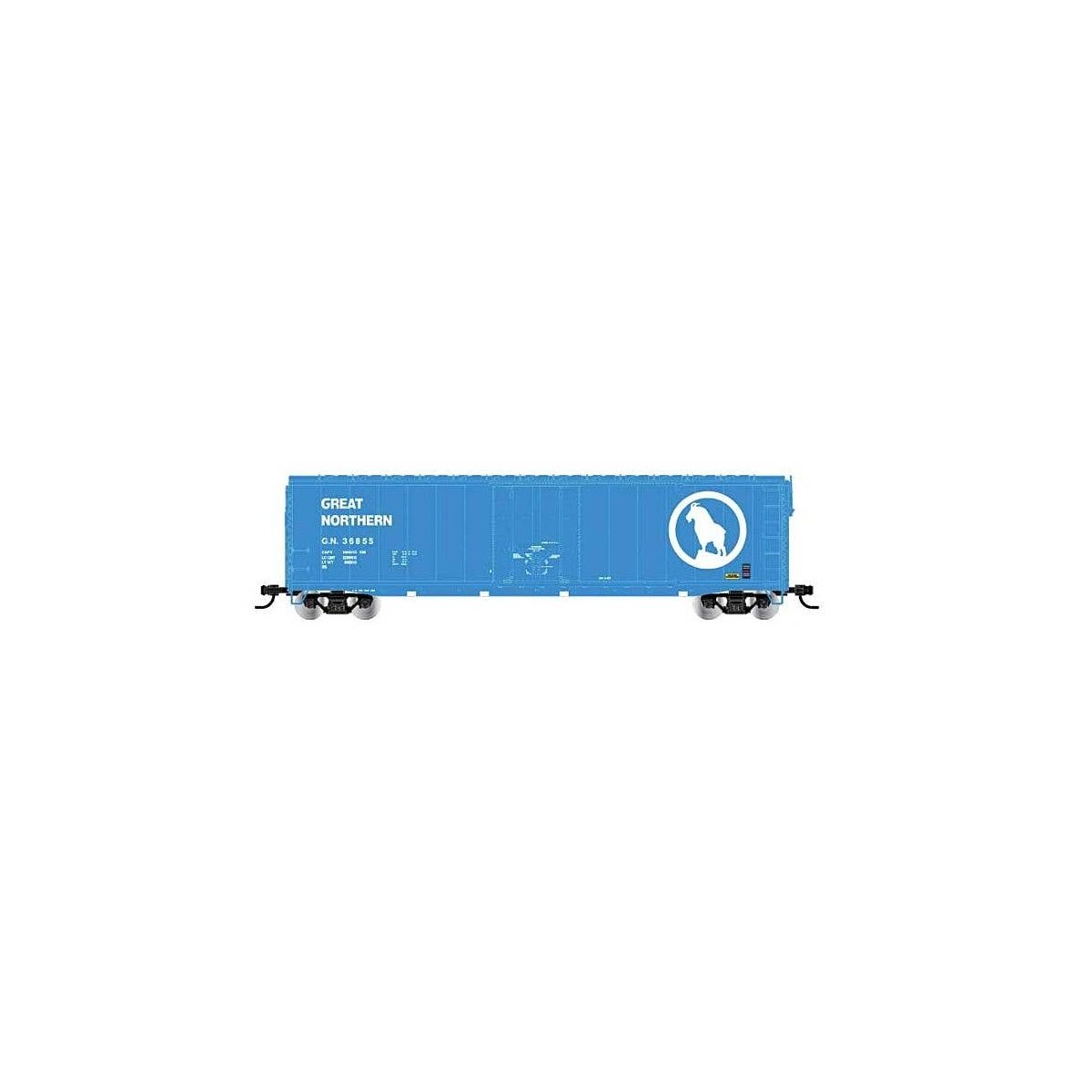 50′ Plug-Door Boxcar No Roofwalk - Ready to Run -- Great Northern 36885 (Big Sky Blue, white, Large Rocky Logo), HO, Rivarossi