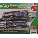 MP36PH Commuter Train Starter Set -- Metra MP36PH (blue, black, orange, gray roof) 3 Cars, Track, , N, Kato USA Inc 1060031