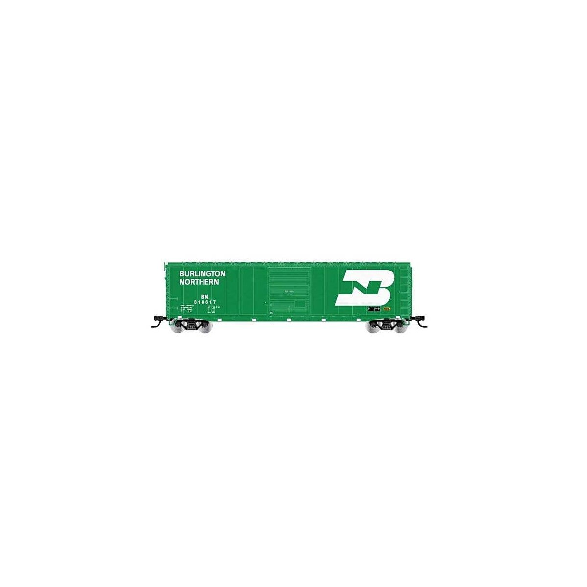 50′ Single-Door Boxcar No Roofwalk - Ready to Run -- Burlington Northern 318620 (Cascade Green, white, Early Large Logo), HO, 