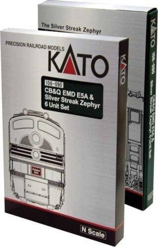 Silver Streak Zephyr Train-Only Set - Standard DC -- Chicago, Burlington & Quincy (silver), N, Kato USA Inc 106090