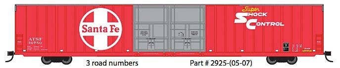 Thrall 86′ Hi-Cube Double-Door Auto Parts Boxcar - Ready to Run -- Santa Fe 36753 (red, white Large, Super Shock Control Logo)